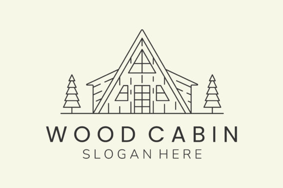 Download Wood Cabin Minimalist Line Art Logo - Wood cabin Collection