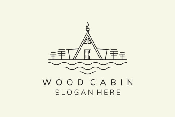 Download Wood Cabin Simple Line Art Icon Logo - Wood cabin Collection