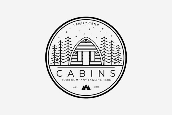 Download Forest Wood Cabin Cottage Line Art Logo - Wood cabin Collection