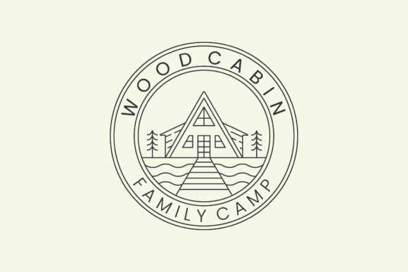 Download Wood Cabin Minimalist Line Art Emblem - Wood cabin Collection