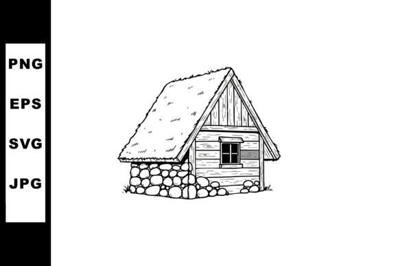 Download Rustic Stone and Wood Cabin with Thatche - Wood cabin Collection