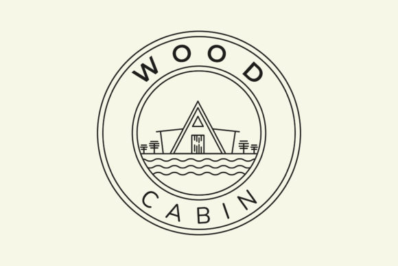 Download Wood Cabin Minimalist Line Art Emblem - Wood cabin Collection