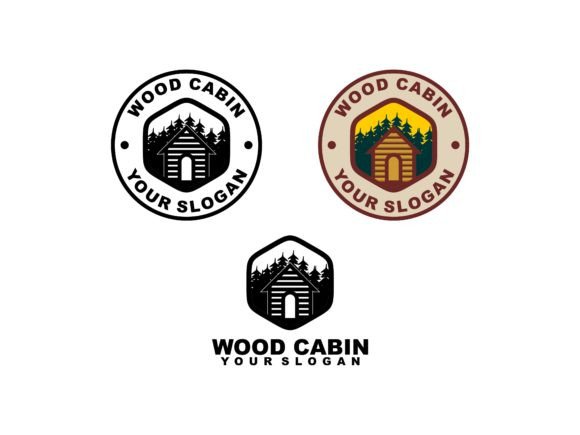 Download Wood Cabin Set Vector Logo Design - Wood cabin Collection